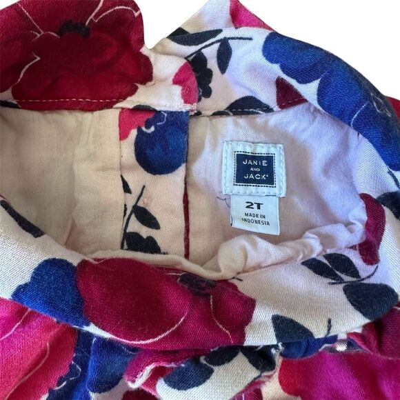 Janie and Jack Floral Shirt Blouse Size 2T Pink Magenta Blue Fully Lined - Picture 3 of 3